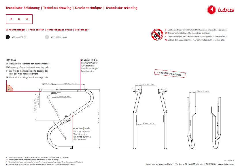 PORTE-BAGAGES TUBUS DUO LOWRIDER 26-28" NOIR 4 PORTE-BAGAGES TUBUS DUO LOWRIDER 26-28" NOIR – Image 2